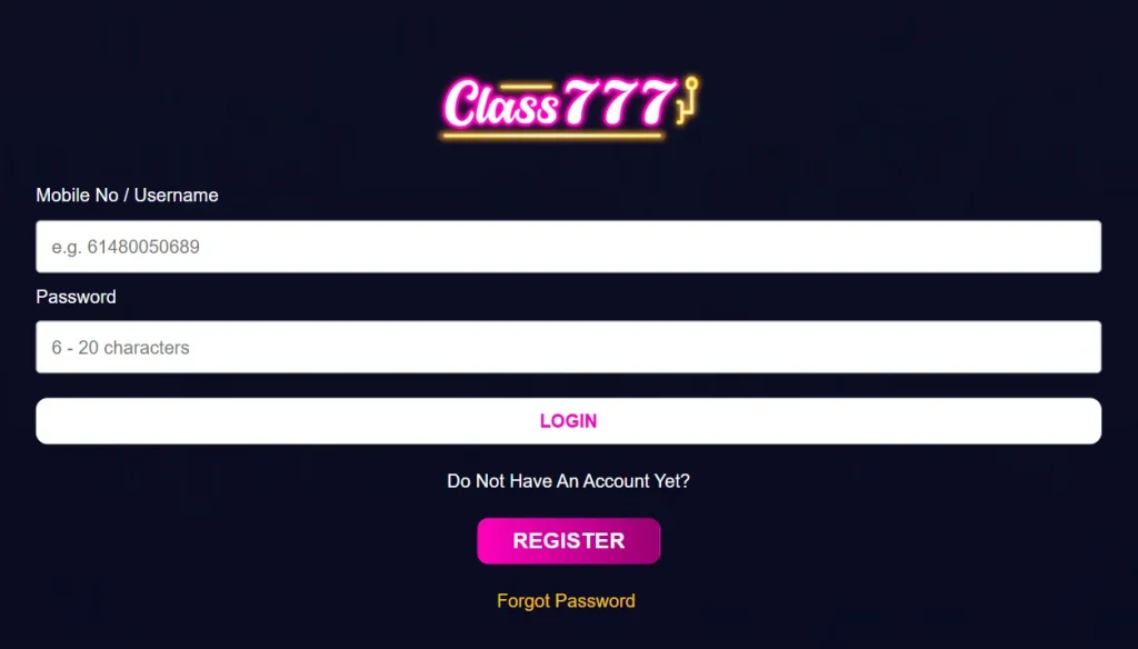 Class777 Casino Login